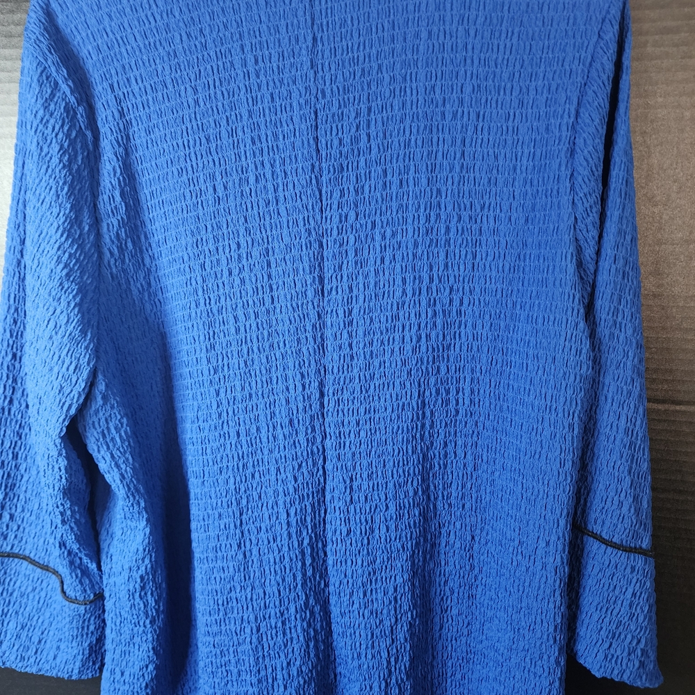 Blue Textured Button-Front Blazer Jacket - image 3